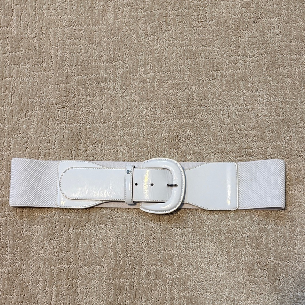 Ralph Lauren Shiny White Elastic Belt